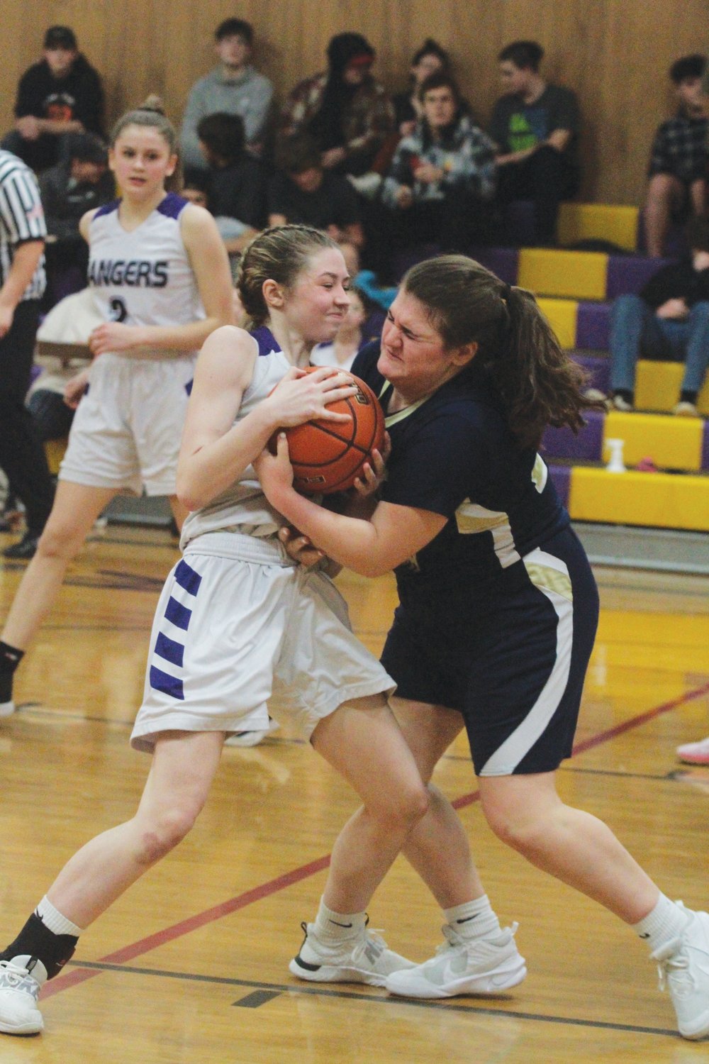 Savannah McBride fights for control in second-half action against Northwest.